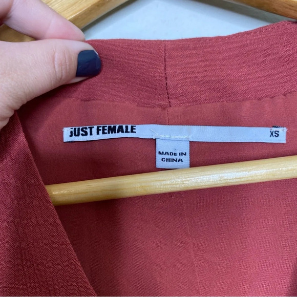 Just Female Terracotta Rust Red Canyon Tie Lace Up Front Smock Dress Size XS - Picture 6 of 11